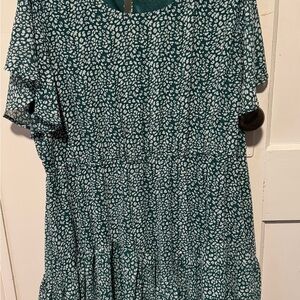 Green and White Patterned Dress